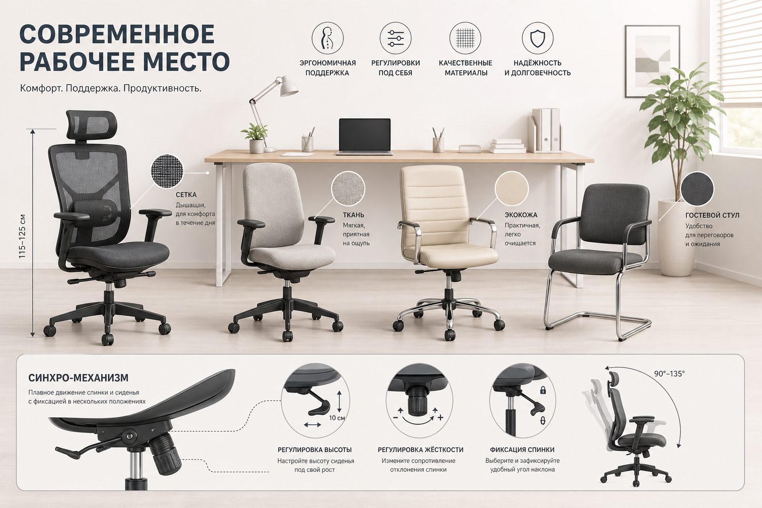 Как выбрать компьютерное кресло или стул по росту, времени работы, регулировкам и материалу обивки