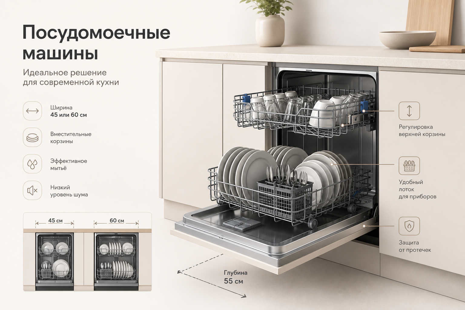 Как выбрать посудомоечную машину по ширине, вместимости, программам и расходу воды