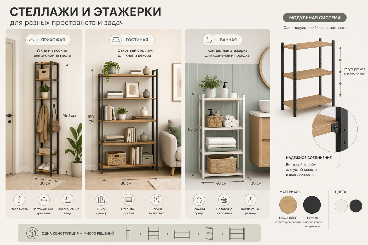 Как выбрать стеллаж или этажерку для дома по размеру, нагрузке и сценарию хранения