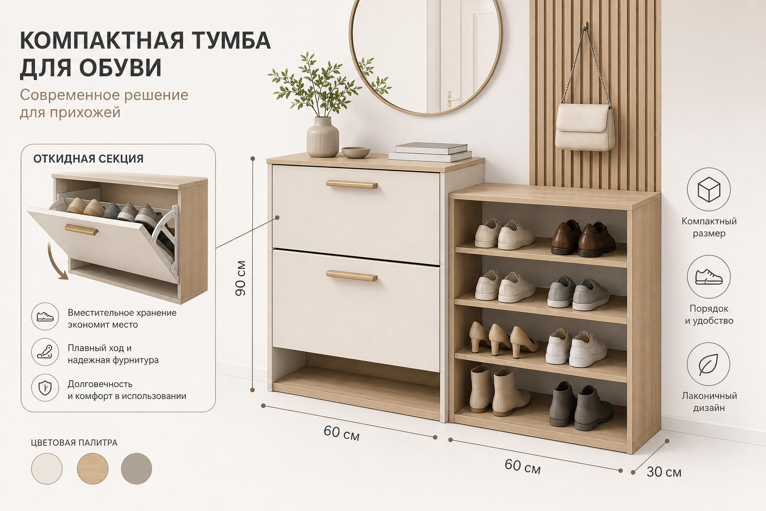 Как выбрать тумбу или полку для обуви по размеру, вместимости, типу хранения и материалу