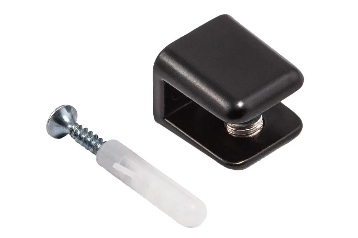 Полкодержатель для стекла мет. АК104 (6-8мм) черный матовый (1 упак. = 2 шт.) AKS