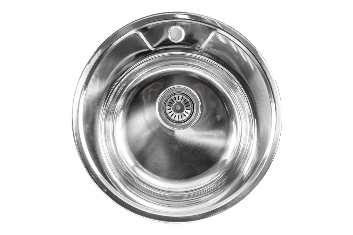 Мойка н/сталь, круглая одночашевая, d495мм, полированная, врезн на столешницу, AKS (0,8мм)