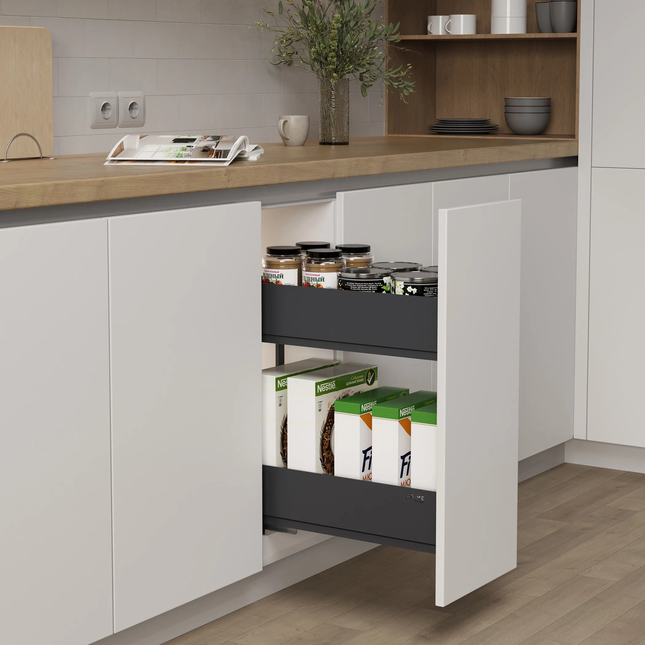 Выдвижная корзина-карго 300 ICON крепл.нижнее, графит PRIME by AKS