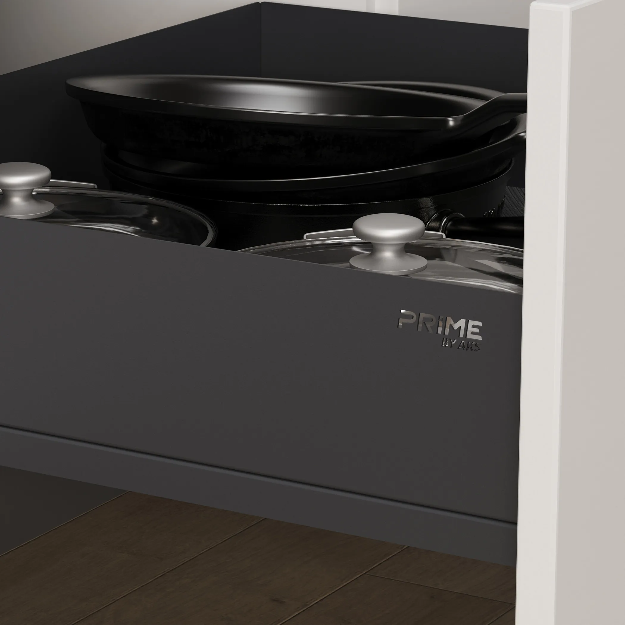 Выдвижная корзина 600 ICON, графит PRIME by AKS