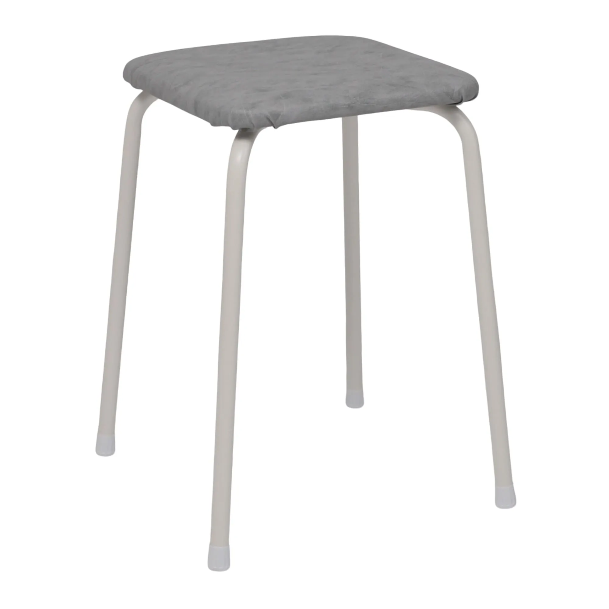 Табурет квадратный "Пенек крепкий 224", с ЛДСП, серый/белый