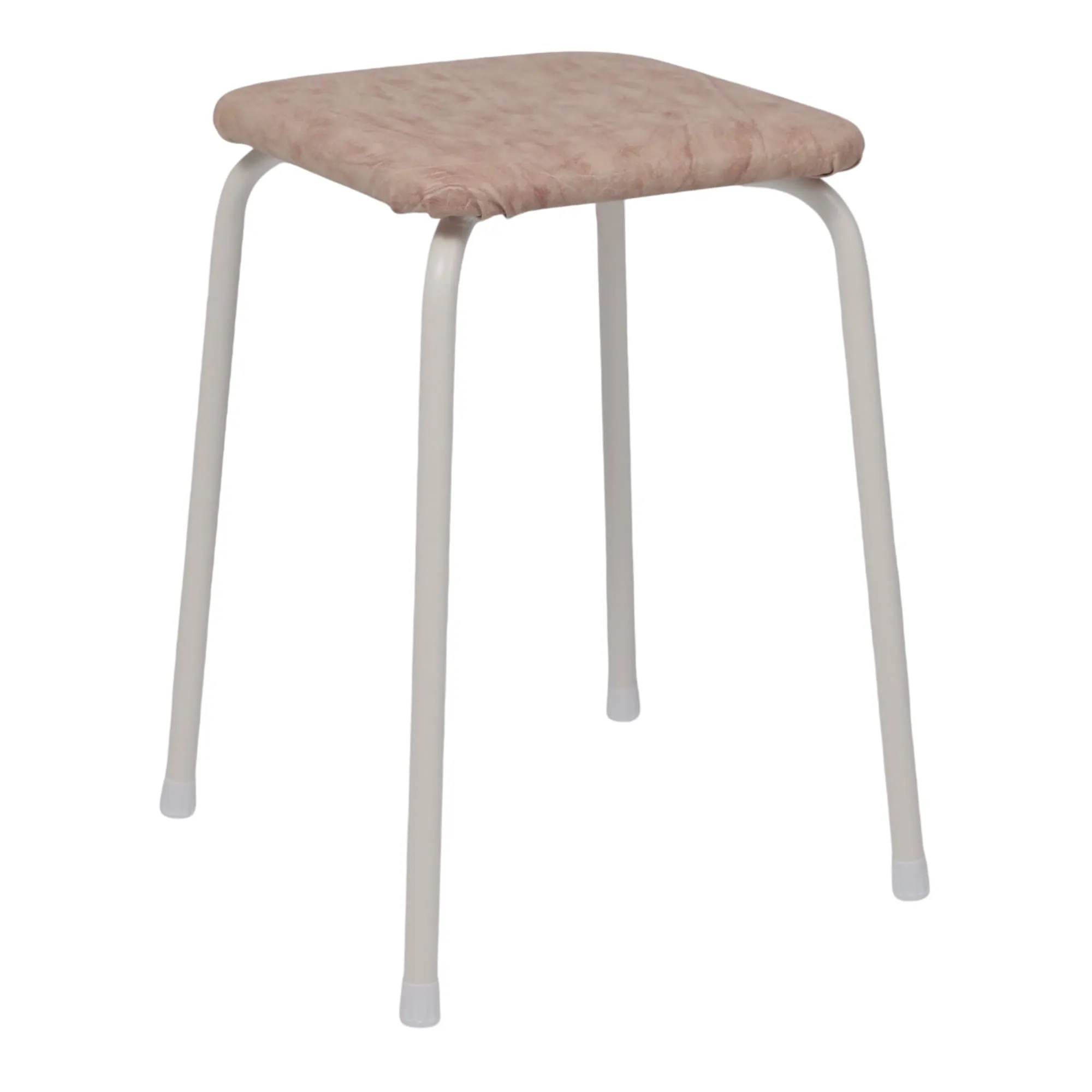 Табурет квадратный "Пенек легкий 184", с ЛДСП, бежевый/белый