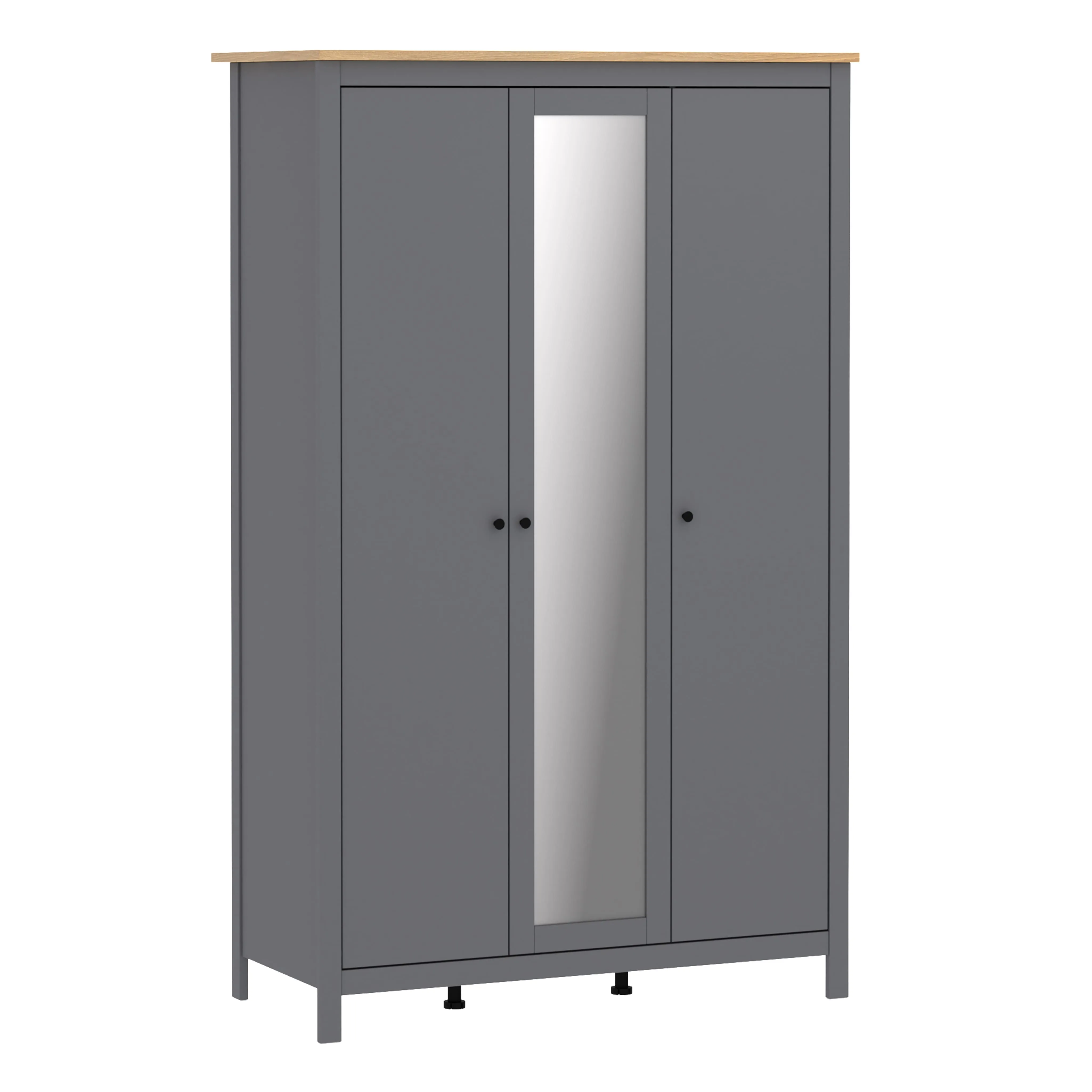 Шкаф САГА 132х64,6х215,5, серый/ясень (3 двери+1 зеркало) (2.08.01.040.15 RU)