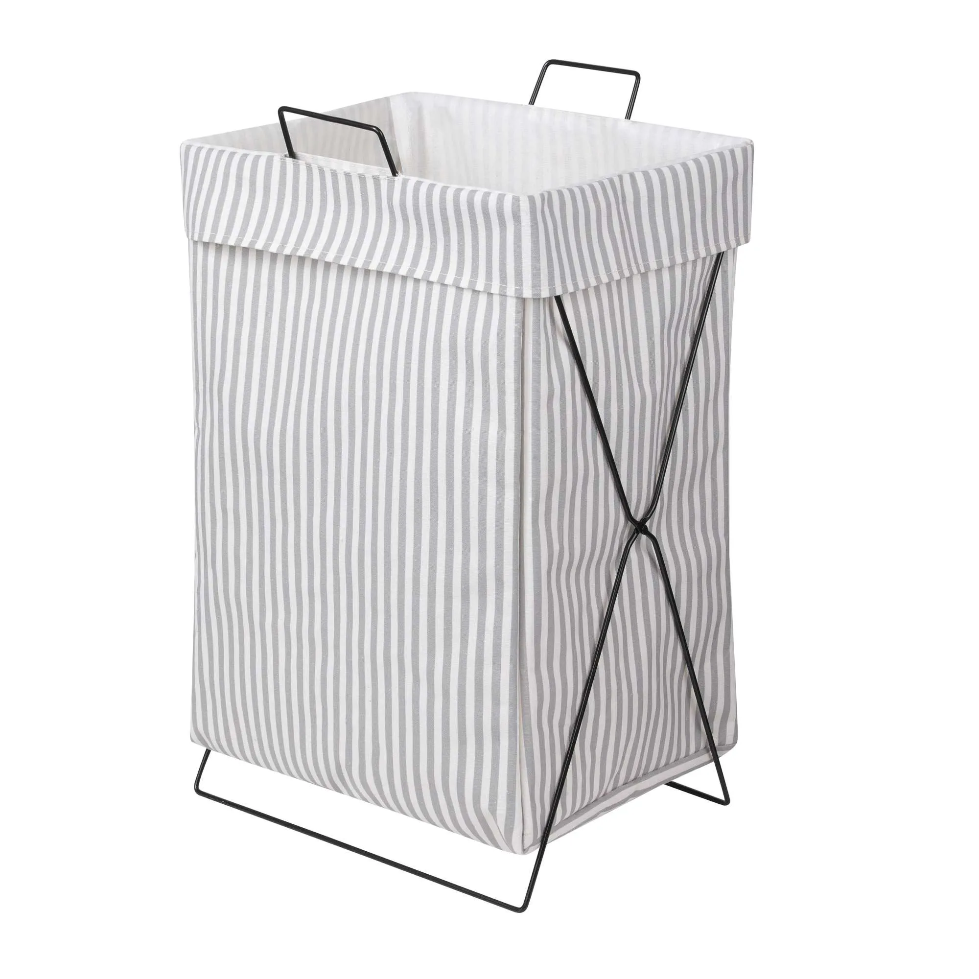 Корзина YUKI ,30*35*58см, серая полоска+черный