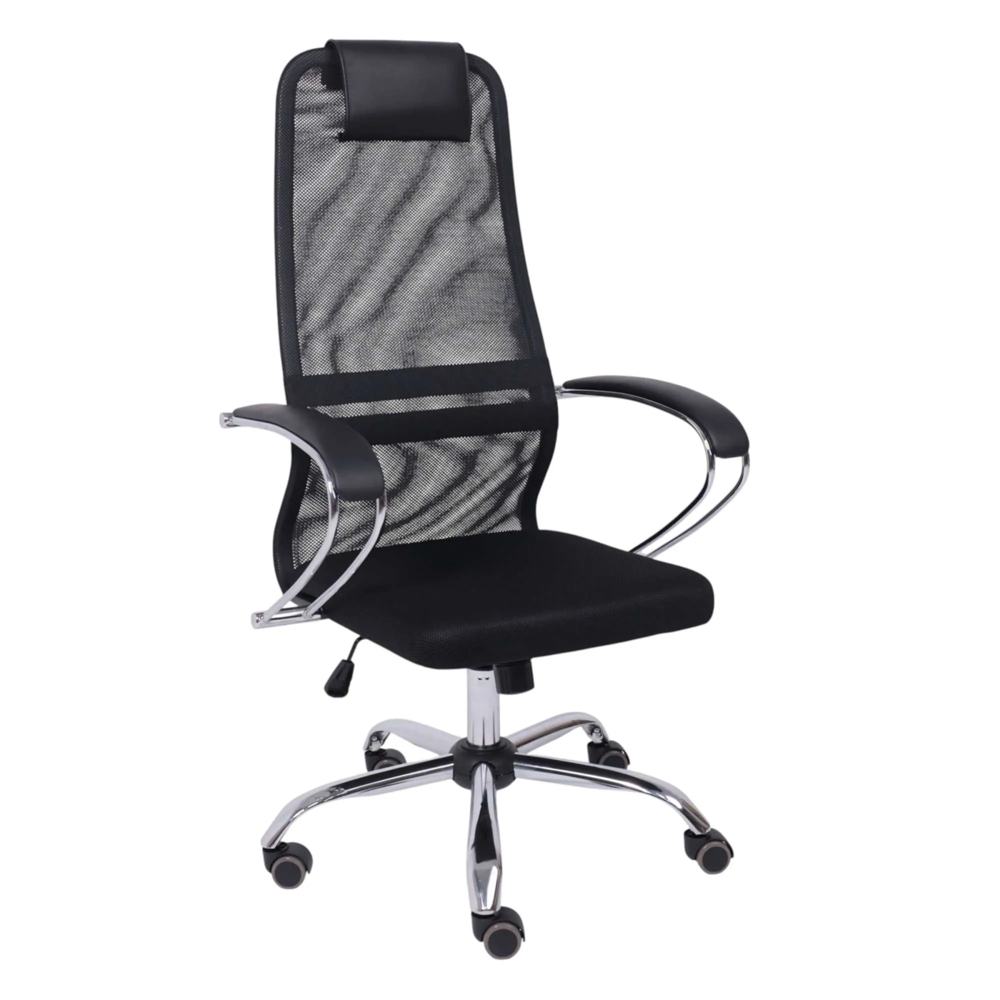 Кресло офисное Iris Chrome, DMS, крестовина хром. сетка черная