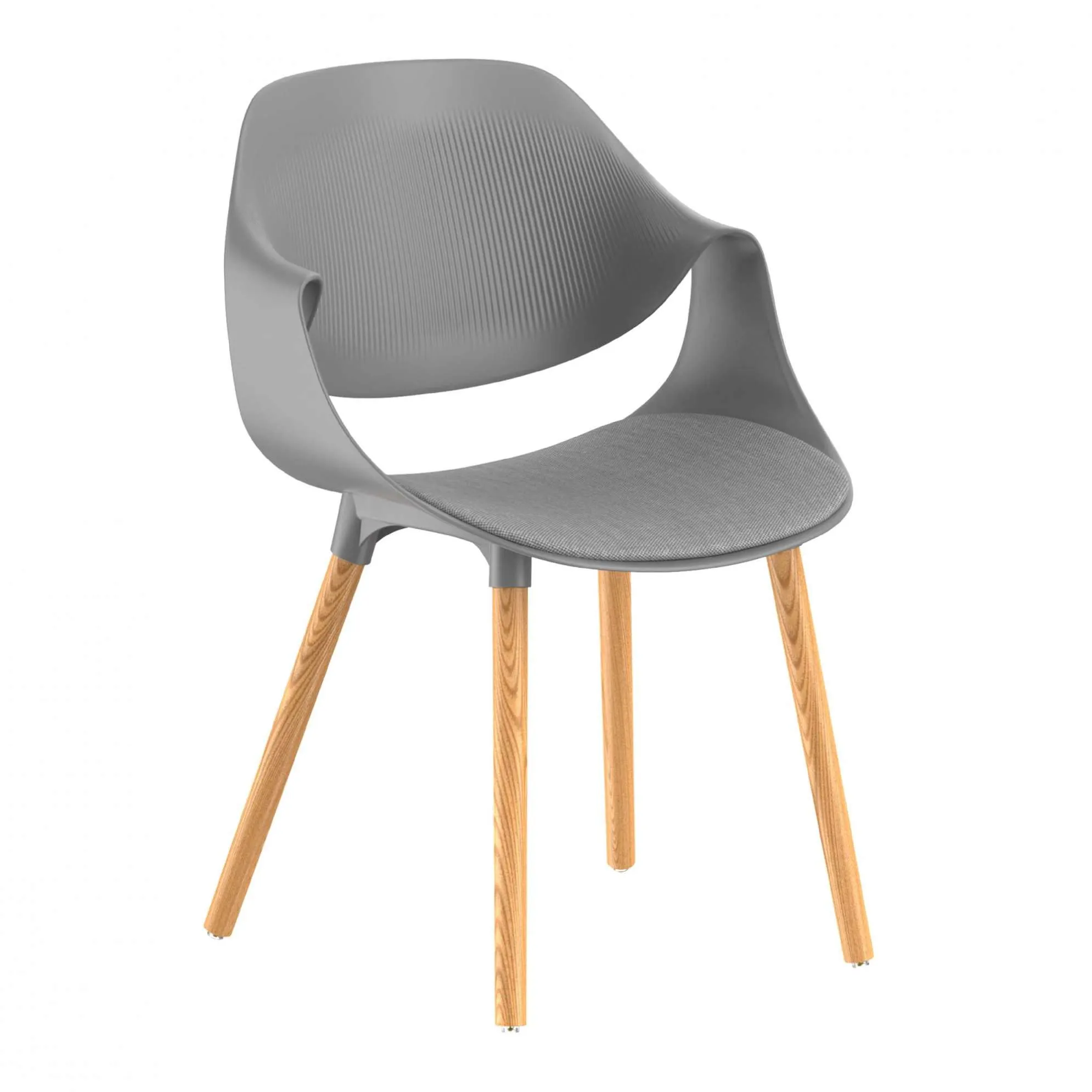 Стул KELA SOFT, серый new/деревянные ножки