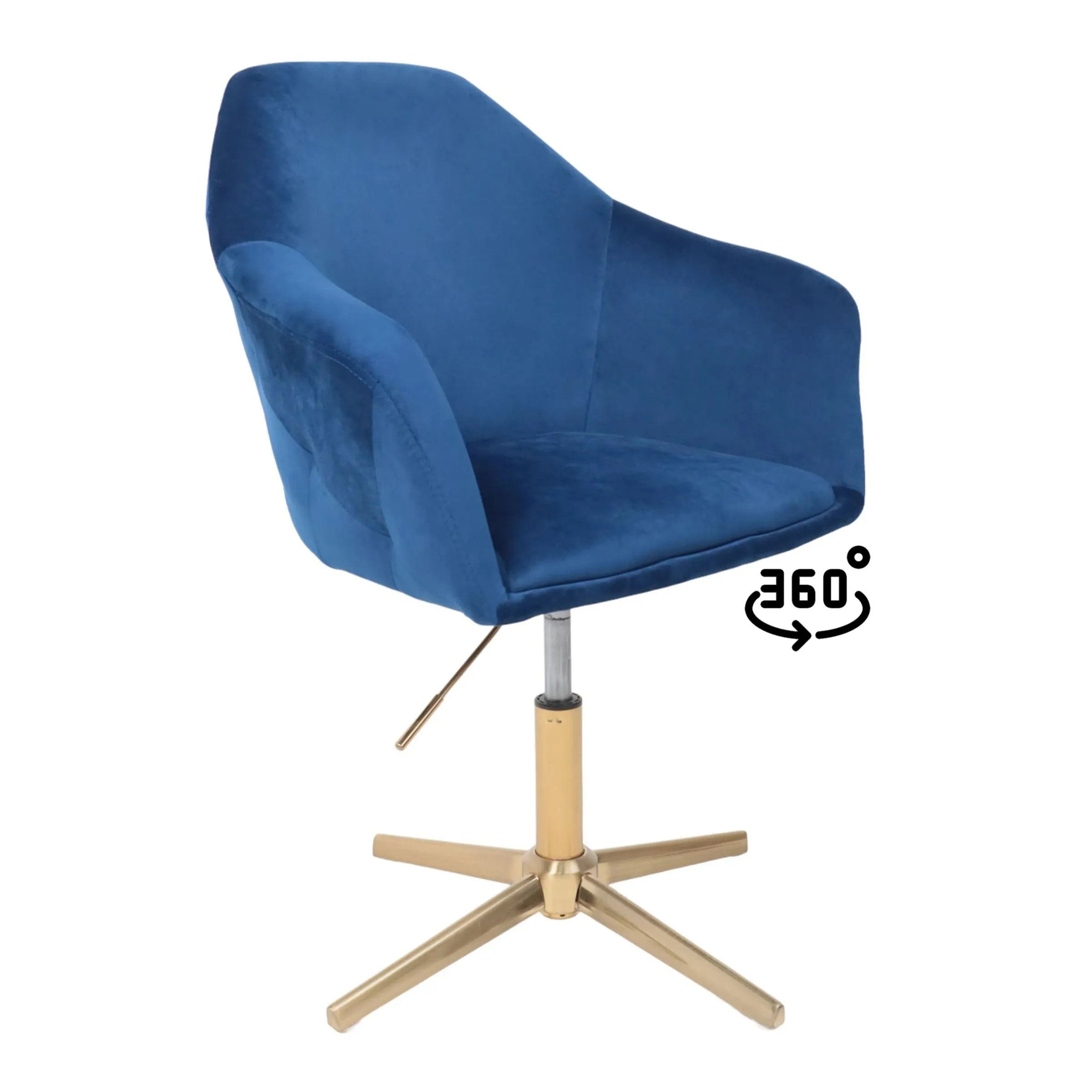 Стул DUBAI, поворотный, (синий велюр/золото)