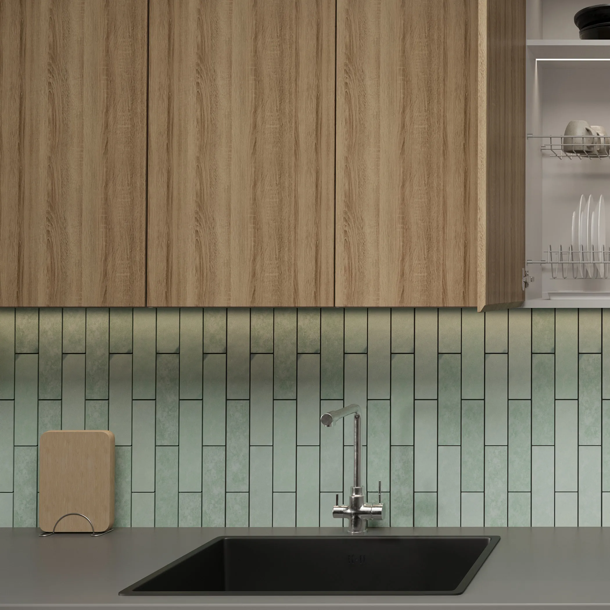 Мойка н/сталь, прямоугольная одночашевая, 570*460мм, черный, универсальная, AKS (3,2мм)