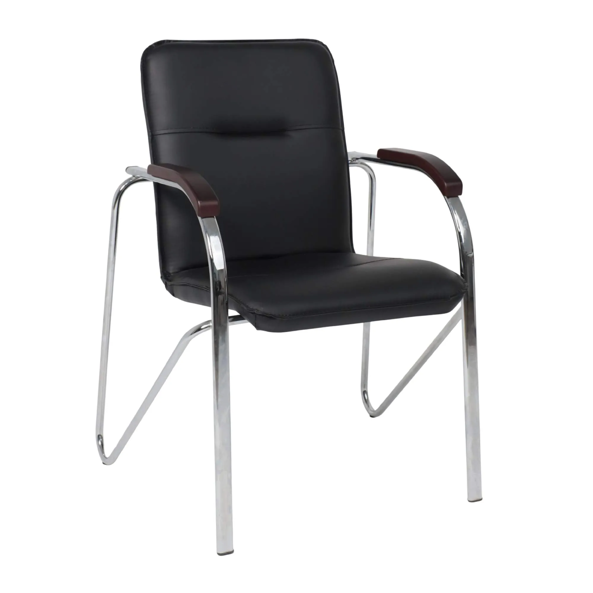 Кресло SAMBA AKS-1 Pegasso черный, подлокотники дерево темное