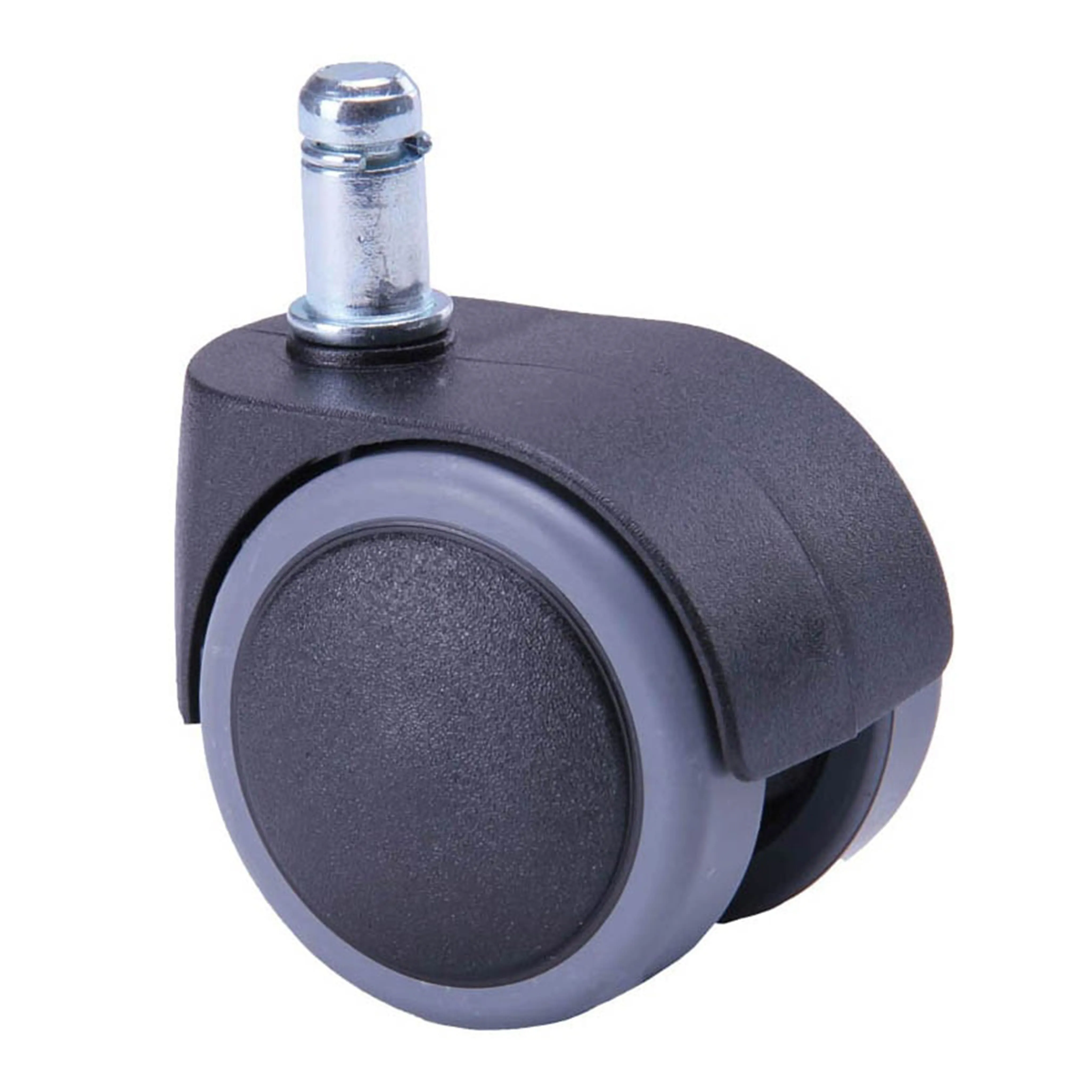 Колесо с серым полиуретановым покрытием, прорезиненное, 50мм, черное