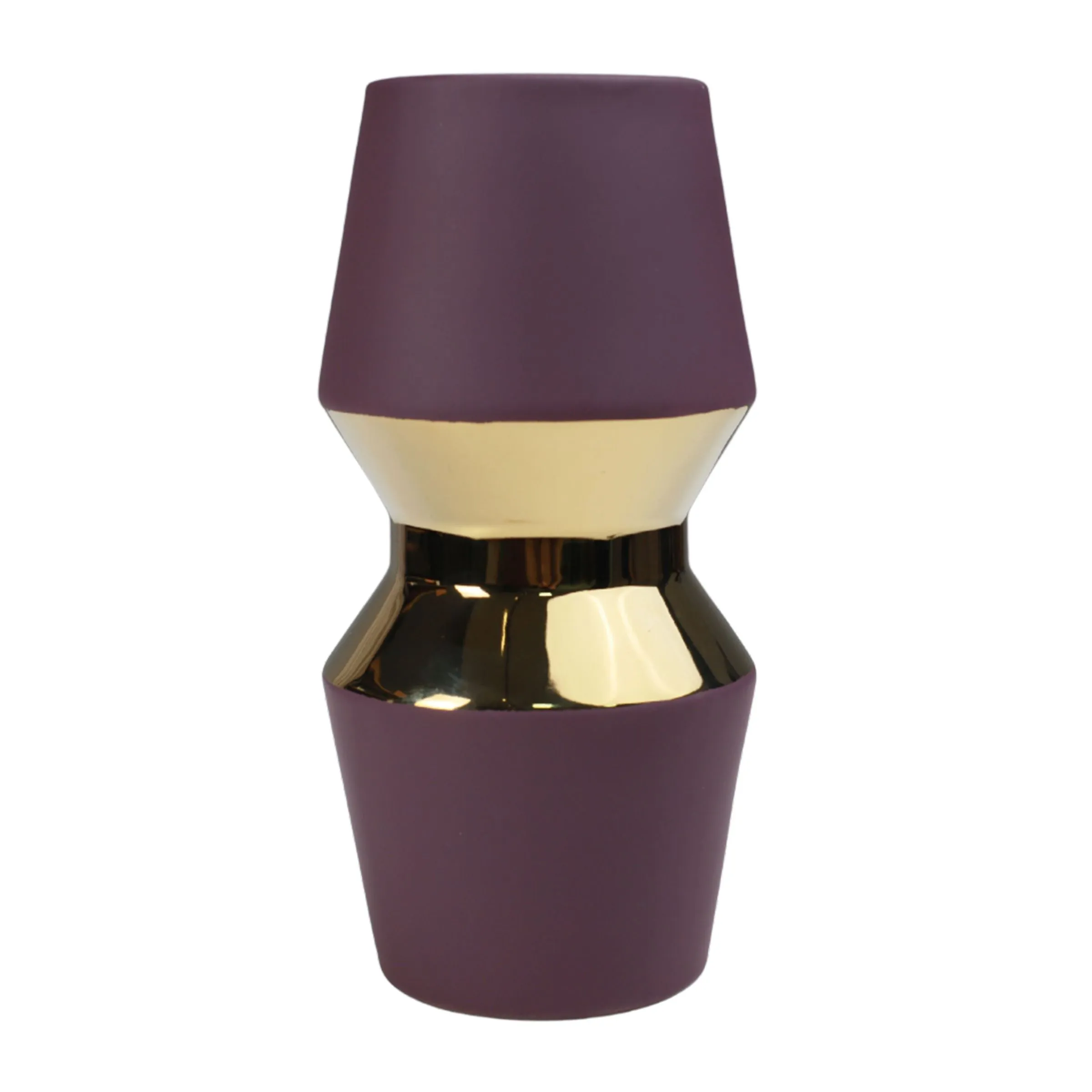 Ваза керамическая ASTOR, фиолетовый+золотой, 12*25см